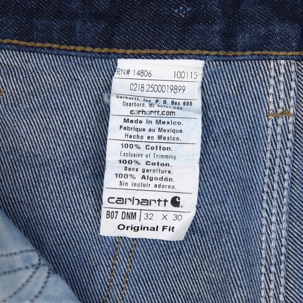 Vintage Carhartt B07 DNM Dark Blue Jeans Denim Double Knee Carpenter Pant 32x31 - Picture 13 of 13
